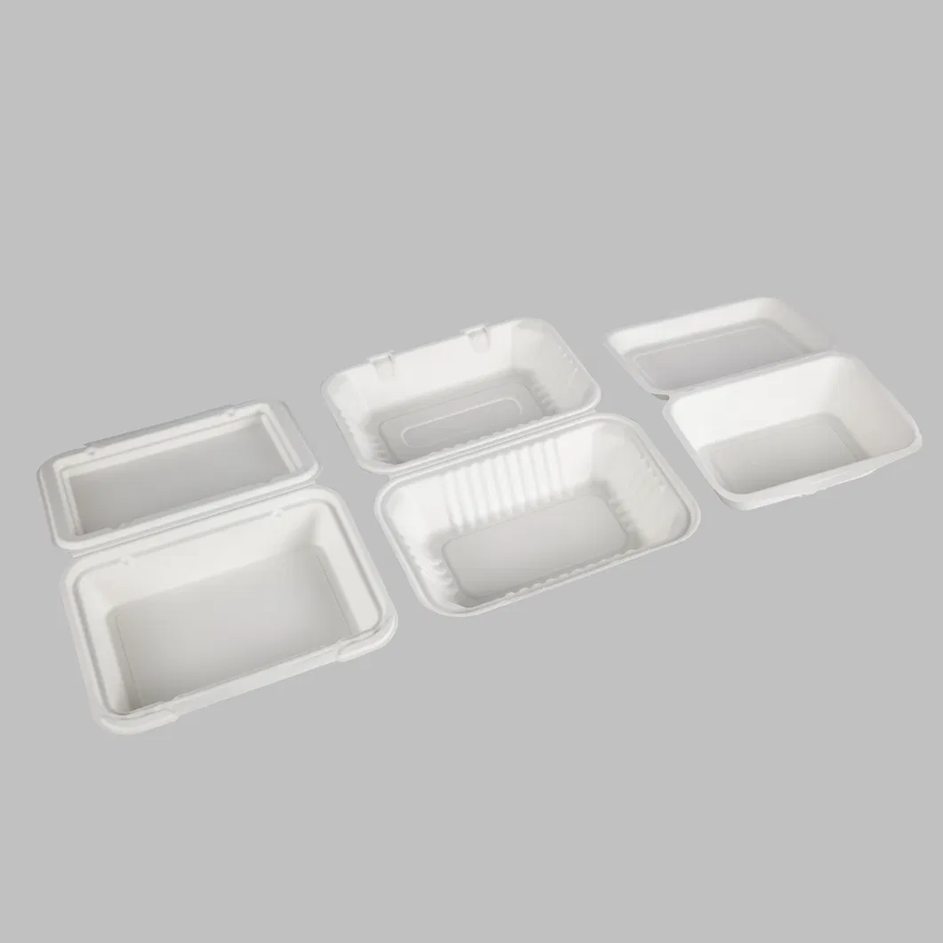 Disposable Single Compartment Clamshell Eco Container Boxes Restaurant Carryout Lunch Meal Takeout Storage Box