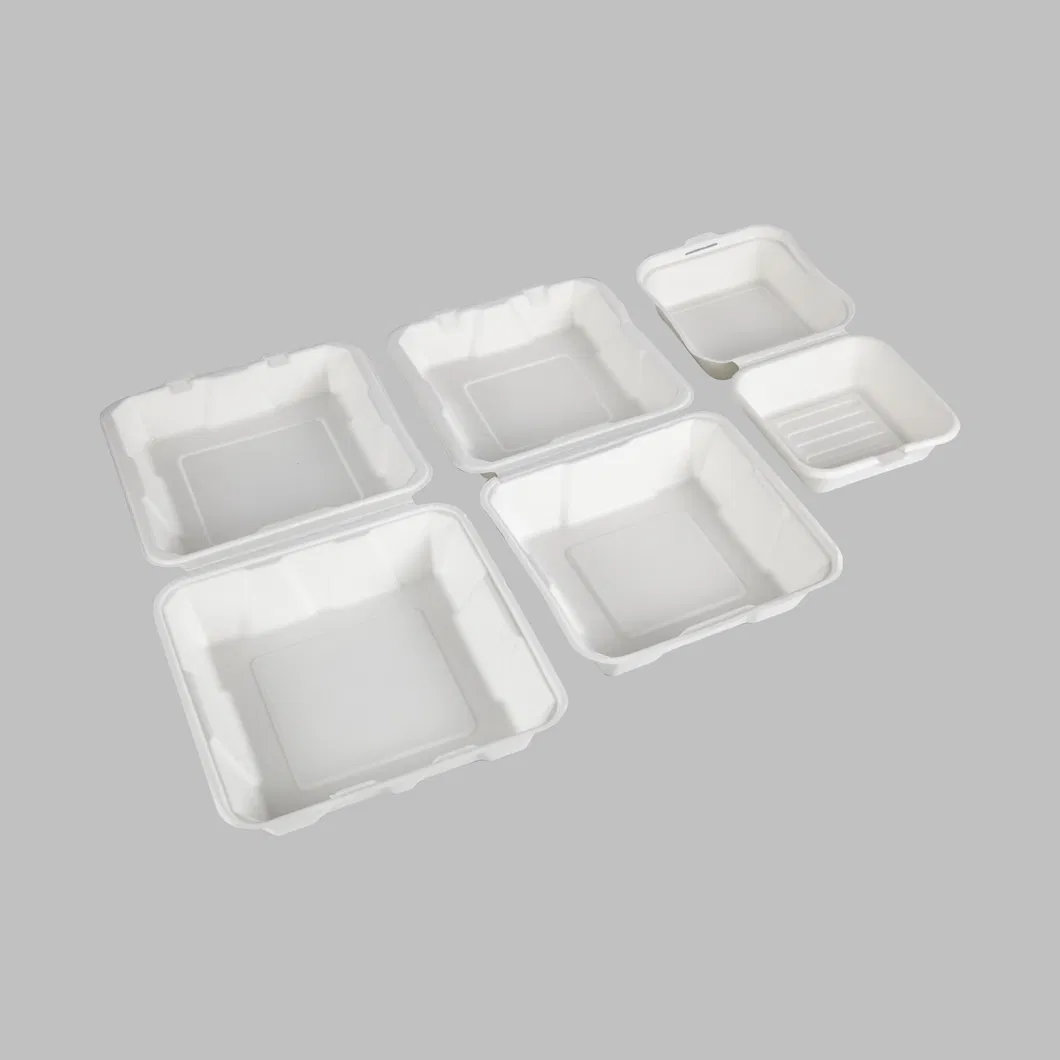 Disposable Single Compartment Clamshell Eco Container Boxes Restaurant Carryout Lunch Meal Takeout Storage Box