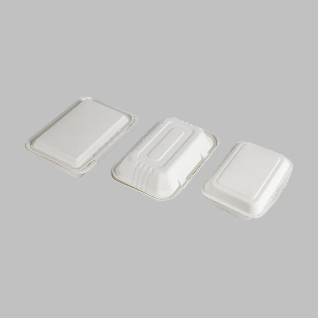 Disposable Single Compartment Clamshell Eco Container Boxes Restaurant Carryout Lunch Meal Takeout Storage Box