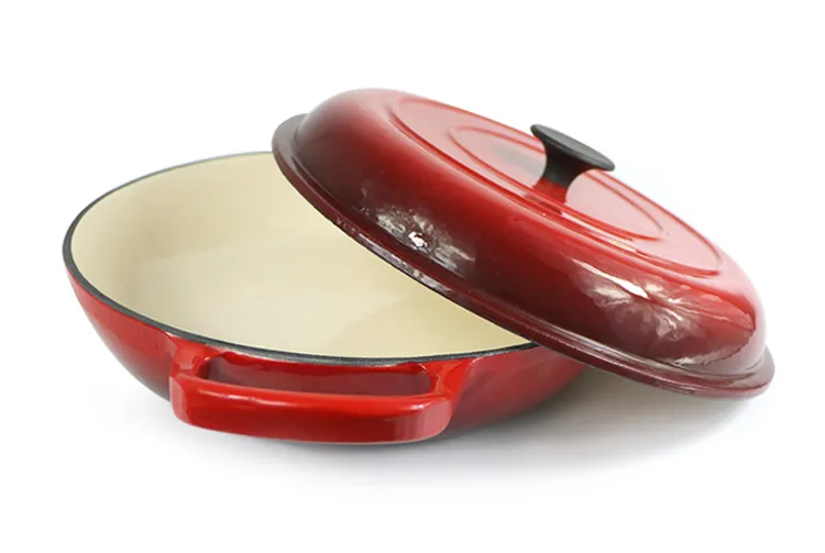 Ds-Esp01 Top Selling Matte Orange Enamel Cast Iron Casserole Pot with Lid