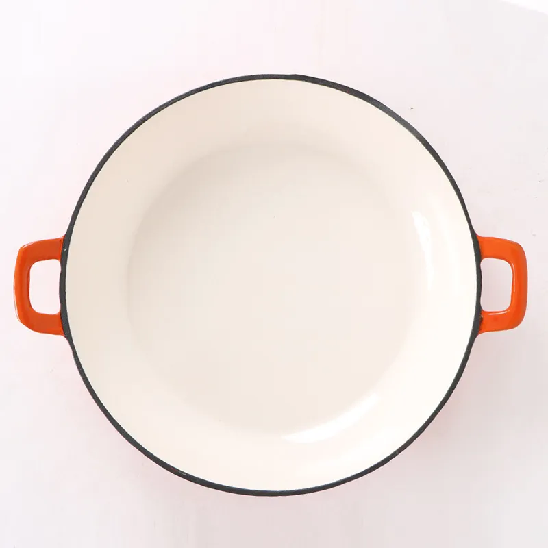 Ds-Esp01 Top Selling Matte Orange Enamel Cast Iron Casserole Pot with Lid