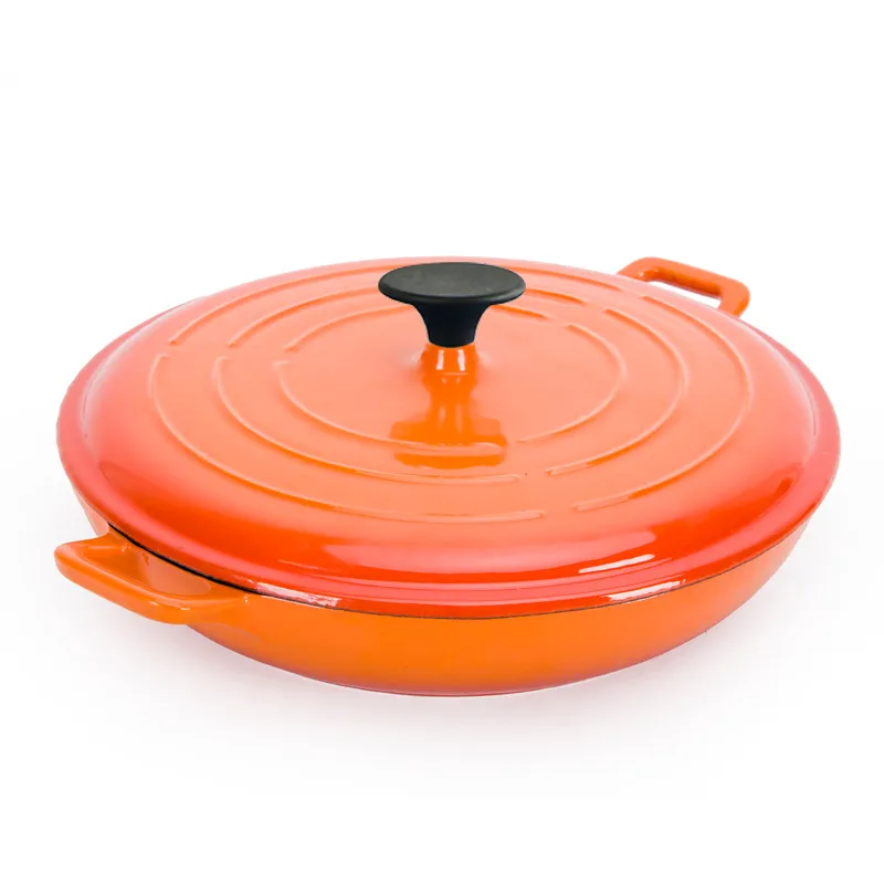 Ds-Esp01 Top Selling Matte Orange Enamel Cast Iron Casserole Pot with Lid