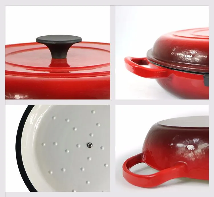 Ds-Esp01 Top Selling Matte Orange Enamel Cast Iron Casserole Pot with Lid