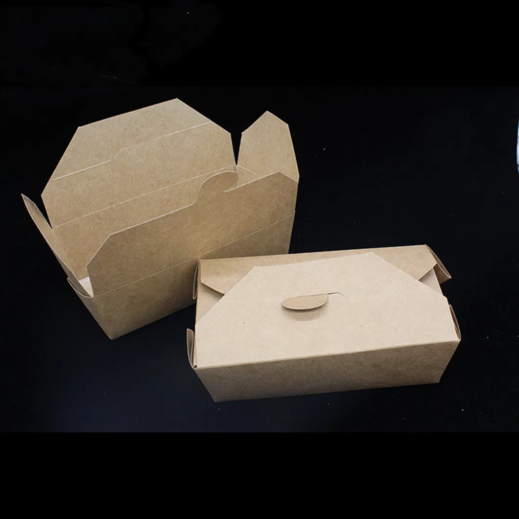 Eco-Friendly Degradable Kraft Paper Food Container Disposable Bento Bread Snack Box for Kids