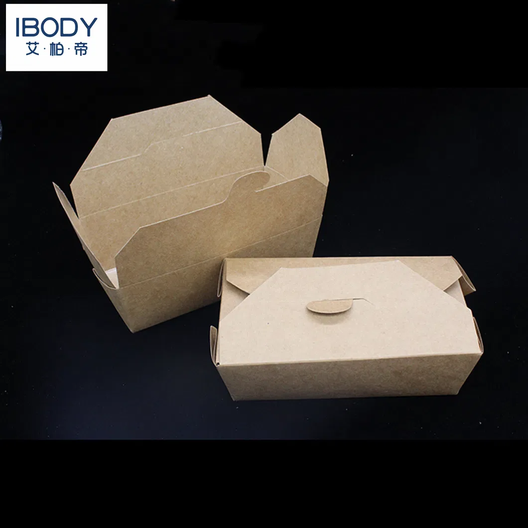 Eco-Friendly Degradable Kraft Paper Food Container Disposable Bento Bread Snack Box for Kids