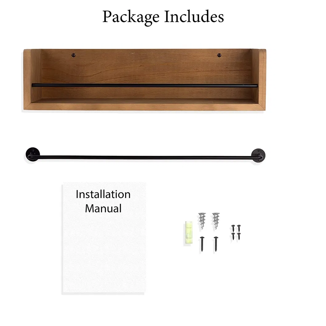 Eco Friendly Wooden Spice Rack Wall Mounted Spice Jar Rack for Kitchen Storage Organizers Shelf