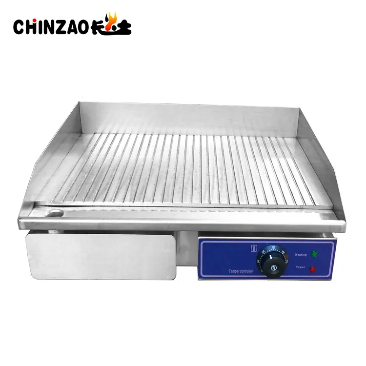 Electric Grill Griddle with Ribbed Cooking Plate