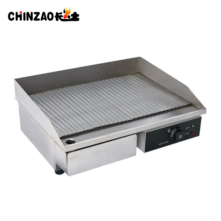 Electric Grill Griddle with Ribbed Cooking Plate