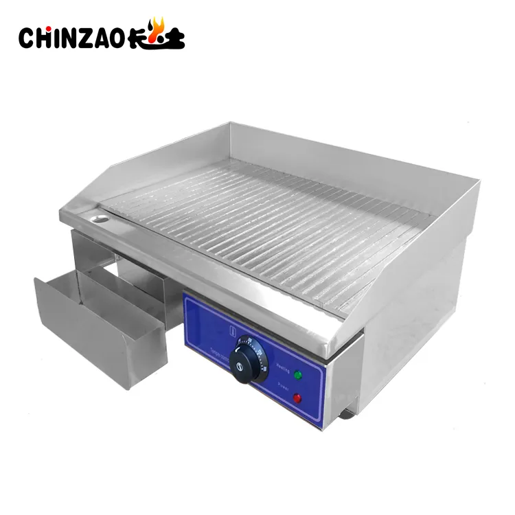 Electric Grill Griddle with Ribbed Cooking Plate