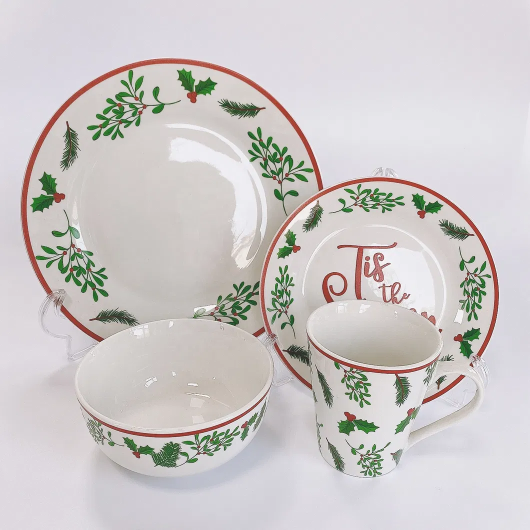 European Luxury Custom Logo Modern Elegance Fine 16PCS China Tableware Ceramic Dinnerware Sets Christmas Porcelain Dinner Set