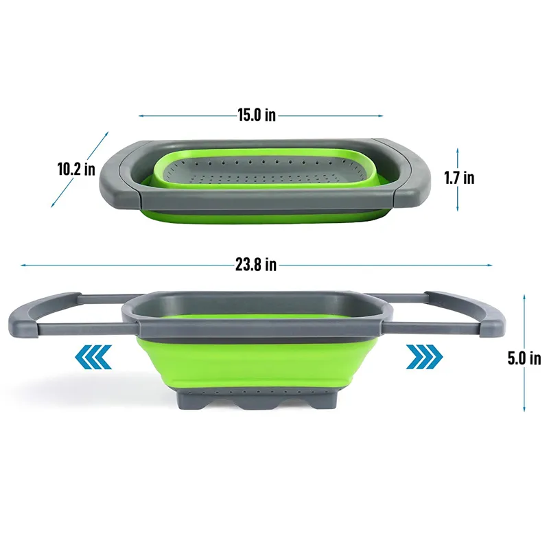 Factory Hot Selling Colander Collapsible Kitchen Strainers with Extendable Handles