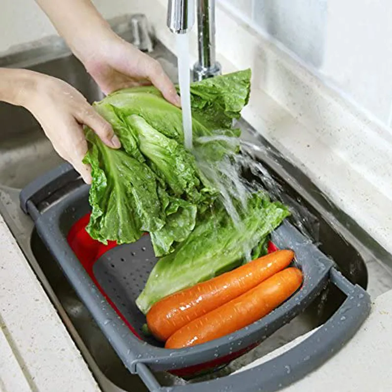 Factory Hot Selling Colander Collapsible Kitchen Strainers with Extendable Handles
