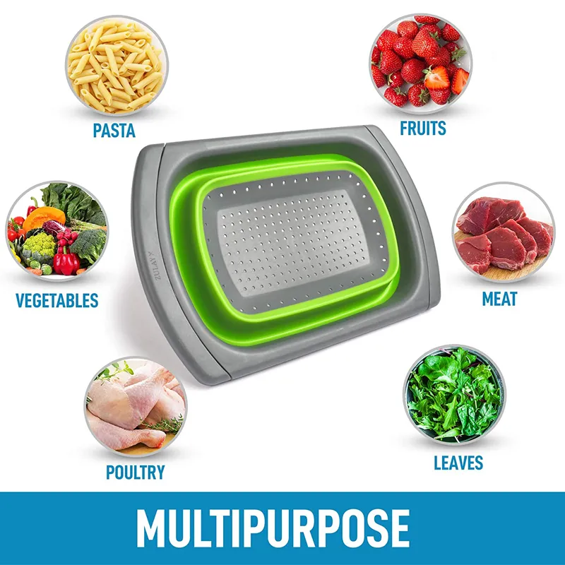 Factory Hot Selling Colander Collapsible Kitchen Strainers with Extendable Handles