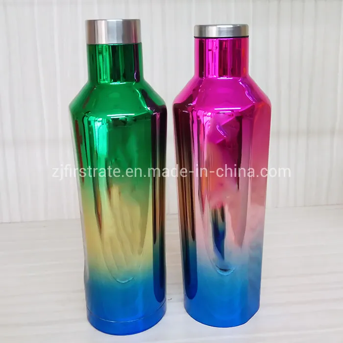 FDA Customized Different Lids 500/750ml Double Wall Wide Mouth Vacuum Insulated Stainless Steel Travel Sports Water Bottle with Hook