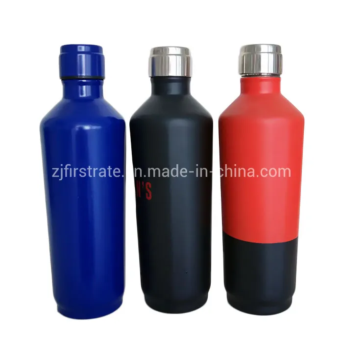 FDA Customized Different Lids 500/750ml Double Wall Wide Mouth Vacuum Insulated Stainless Steel Travel Sports Water Bottle with Hook