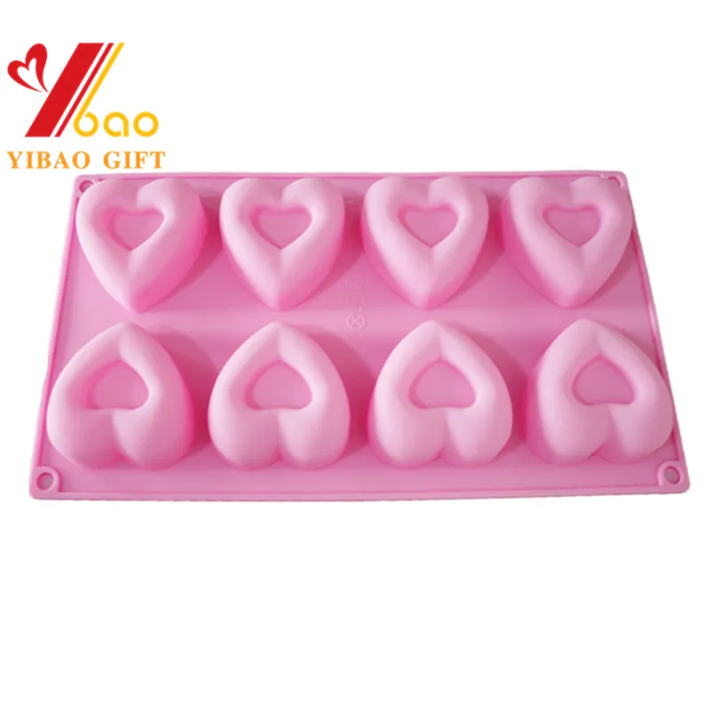 FDA Silicone Mold Custom Heart Shape Soap Mould Bakeware Candy Cake Mold for Baking (XY-CM-382)