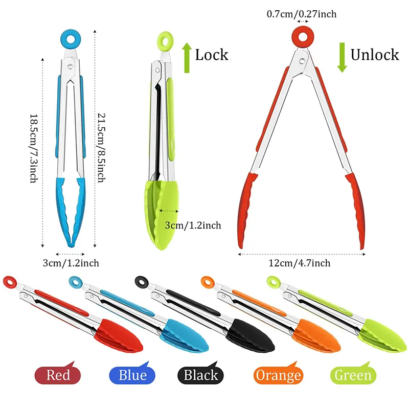 Food Grade Non-Slip Silicone Kitchen Cooking BBQ Food Tong
