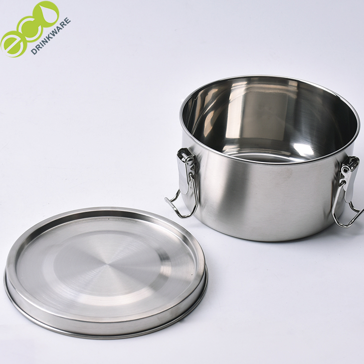 GF007 700ml 304 Stainless Steel Round Durable Food Freshness Preservation Lunch Box with Buckles for Kitchen