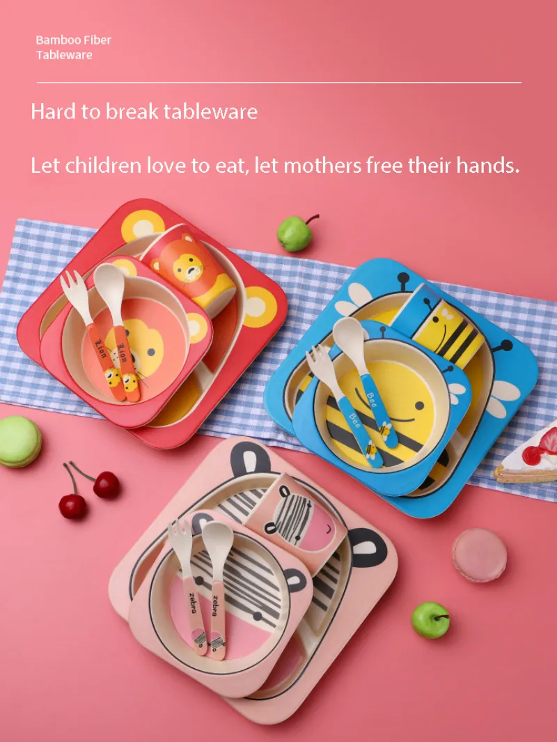 Health Melamine Bamboo Fiber Dinnerware Kids Plate Sets