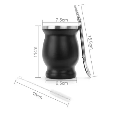 Hot Sale Stainless Steel 8oz Yerba Mate Cup Gourd-Shaped Yerba Mate Tea Cup Water Cup Tea Cup with Spoon Brush