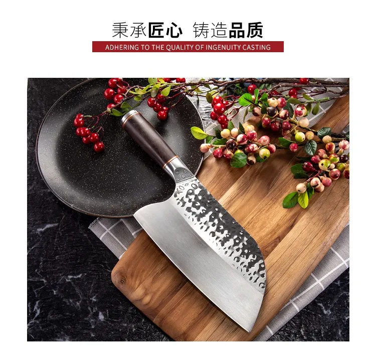 Hot Selling Full Tang Durable Wood Handle 5cr15 Stainless Steel Traditional Forged Butcher Knives Slicer Kit Butchers Knife