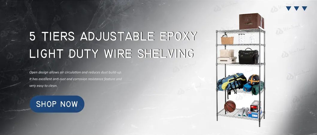 Hotel 5 Tiers Adjustable Epoxy Light Duty Wire Shelving Chrome Rack