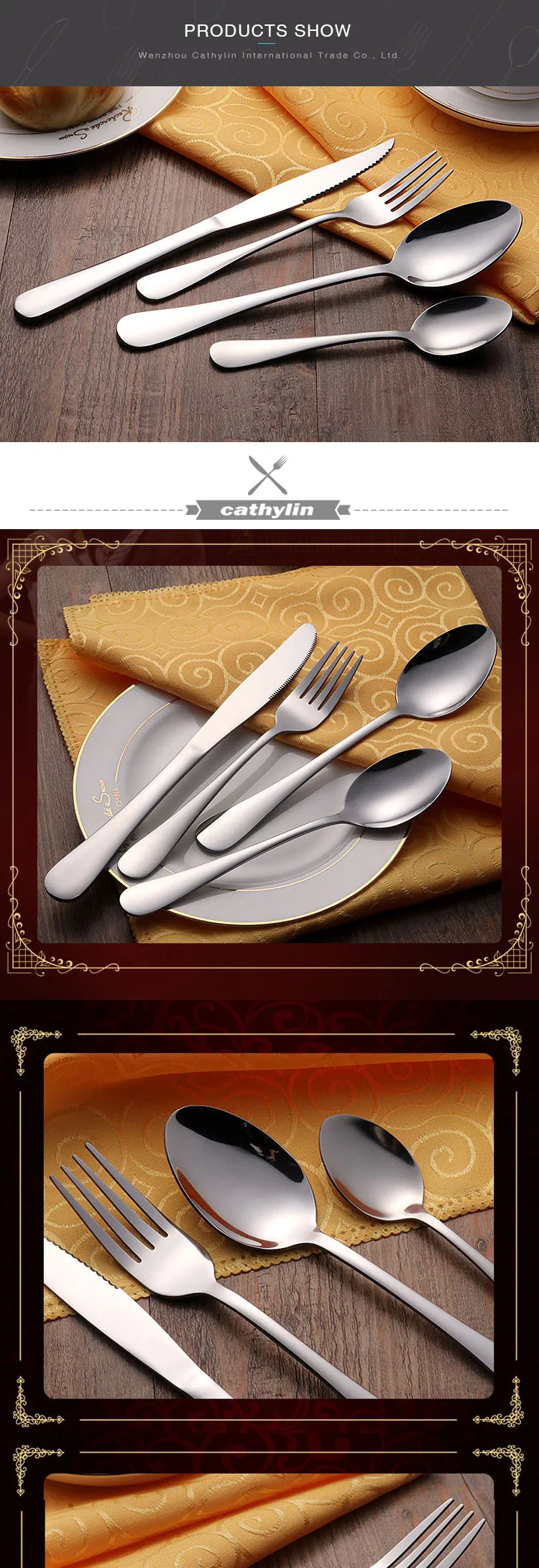 Hotel Silver Flatware Dinner Spoons Forks Knife Stainless Steel Cutlery Set