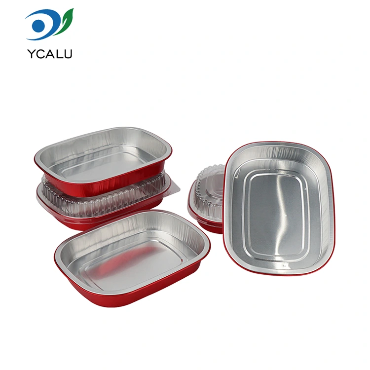 Disposable red lunch box square Aluminum Foil Containers