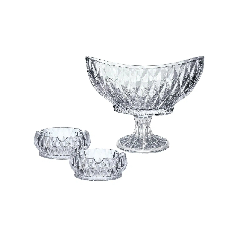 Glass Crescent-shaped Fruit Plate And Ashtray Set