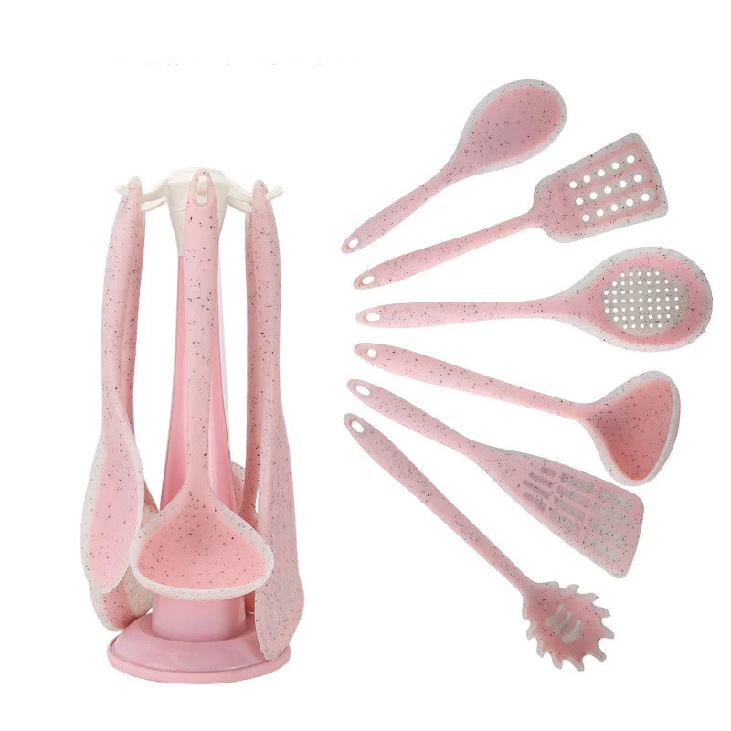7pcs Cute Easy To Clean Unibody Silicone Cooking Tools Set