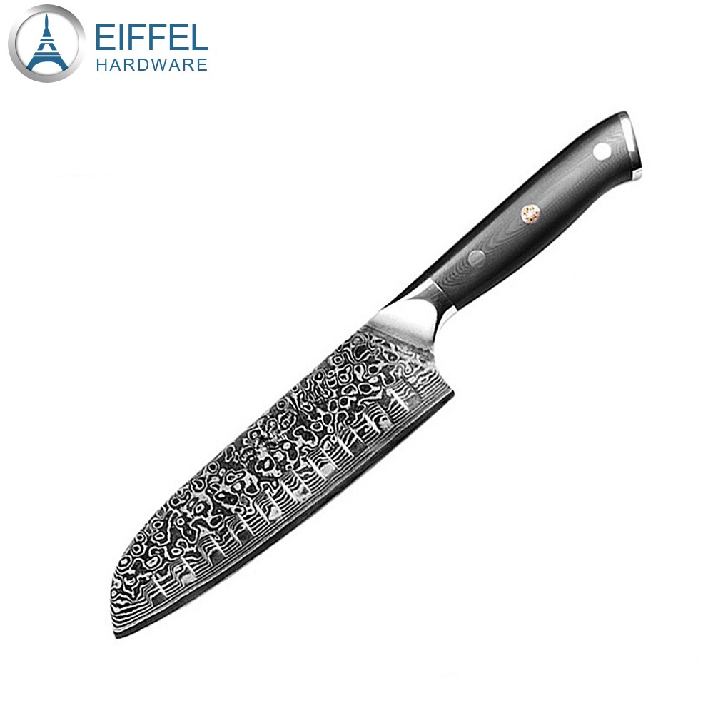 Japanese Vg10 Damascus Steel Bread Knife with Forged Patter on Blade