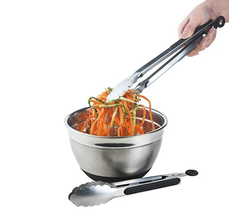 Kitchen and Barbecue Grill Tongs Set Silicone BBQ Cooking Stainless Steel Locking Food Tong
