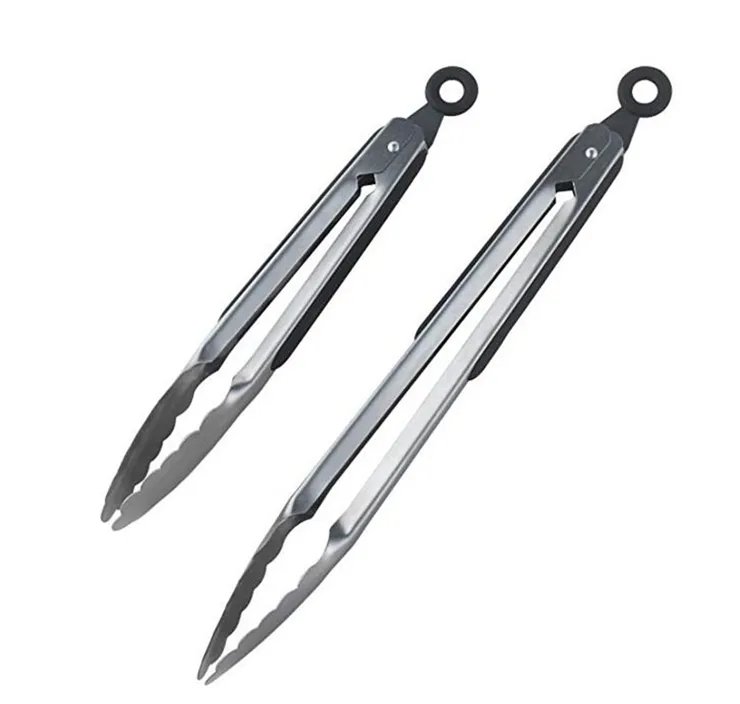 Kitchen and Barbecue Grill Tongs Set Silicone BBQ Cooking Stainless Steel Locking Food Tong