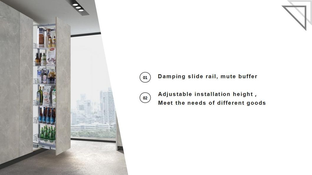 Kitchen Storage 6 Tier Tall Larder Pantry Unit with Soft Close Pull out Basket