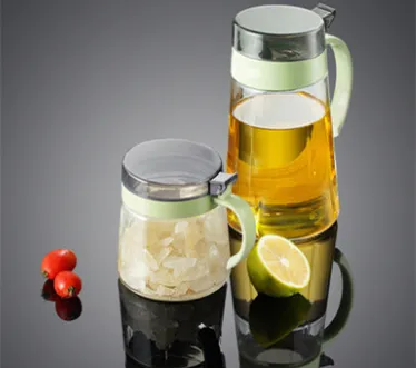 Kitchen Supplies Oil Can and Seasoning Jar Two-Piece Large-Capacity Glass Seasoning Box Oil Can and Salt Shaker Condiment Bottle Set