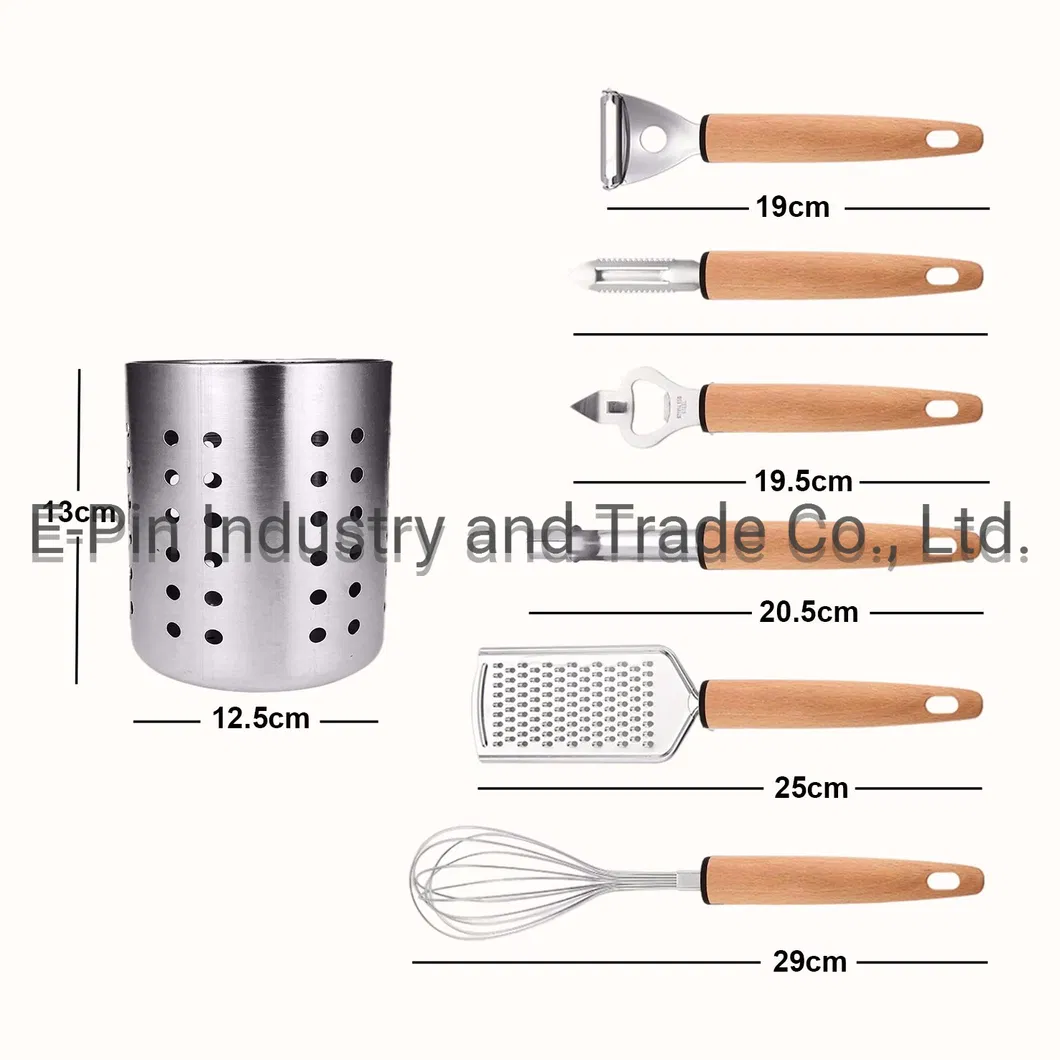 Kitchen Utensil Sets 7 PCS - Kitchen Tools Essentials Gadgets - Cookware Gadgets/Accessories with Cheese Grater,2xpeeler,Whisk,Corer,Opener and Holder, Kitchen