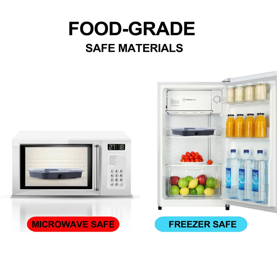 Meal Prep Containers Extra-Thick Food Storage Containers with Lids, Disposable Bento Box Reusable Plastic Bento Lunch Box, BPA Free, Stackable, Microwave Safe