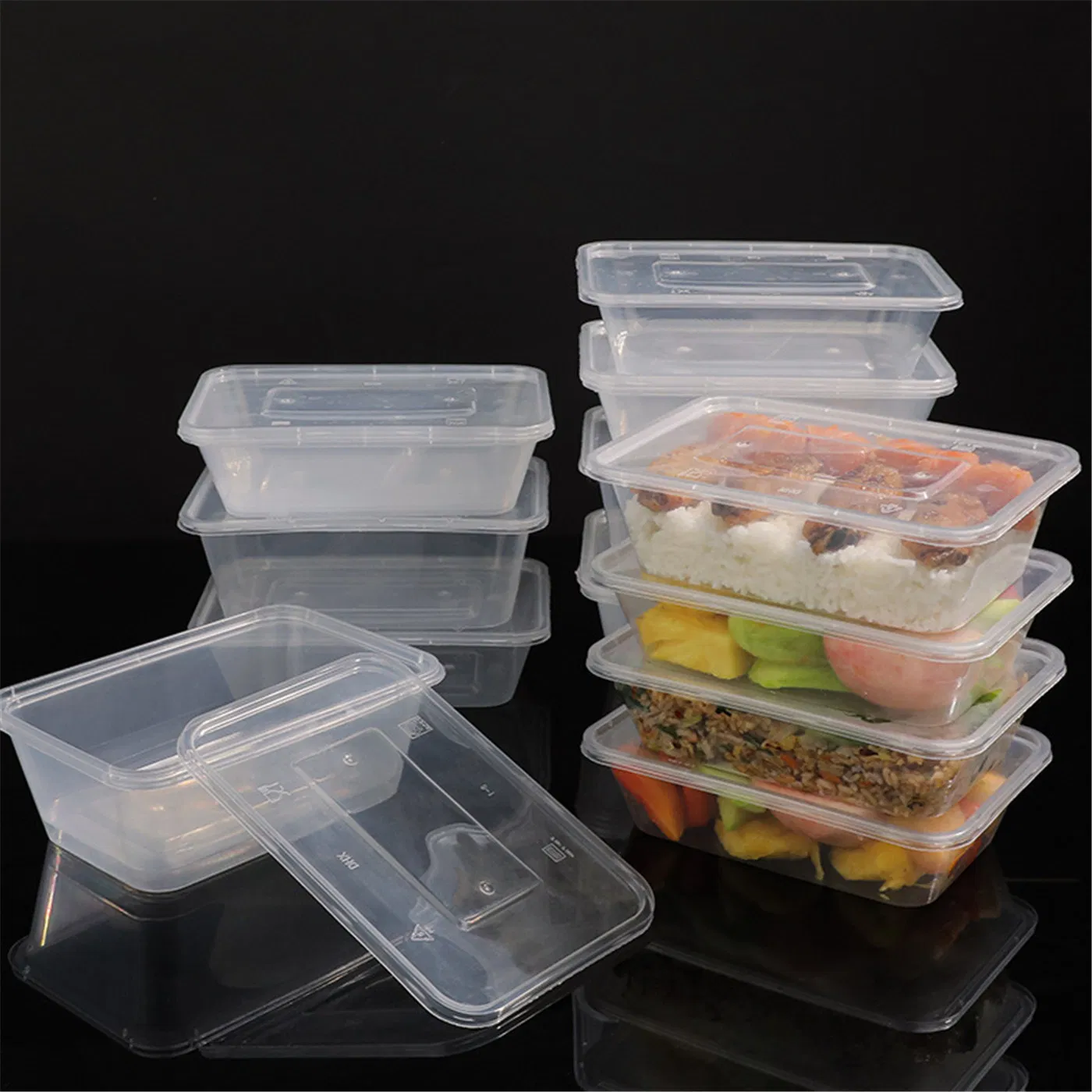 Meal Prep Containers Extra-Thick Food Storage Containers with Lids, Disposable Bento Box Reusable Plastic Bento Lunch Box, BPA Free, Stackable, Microwave Safe