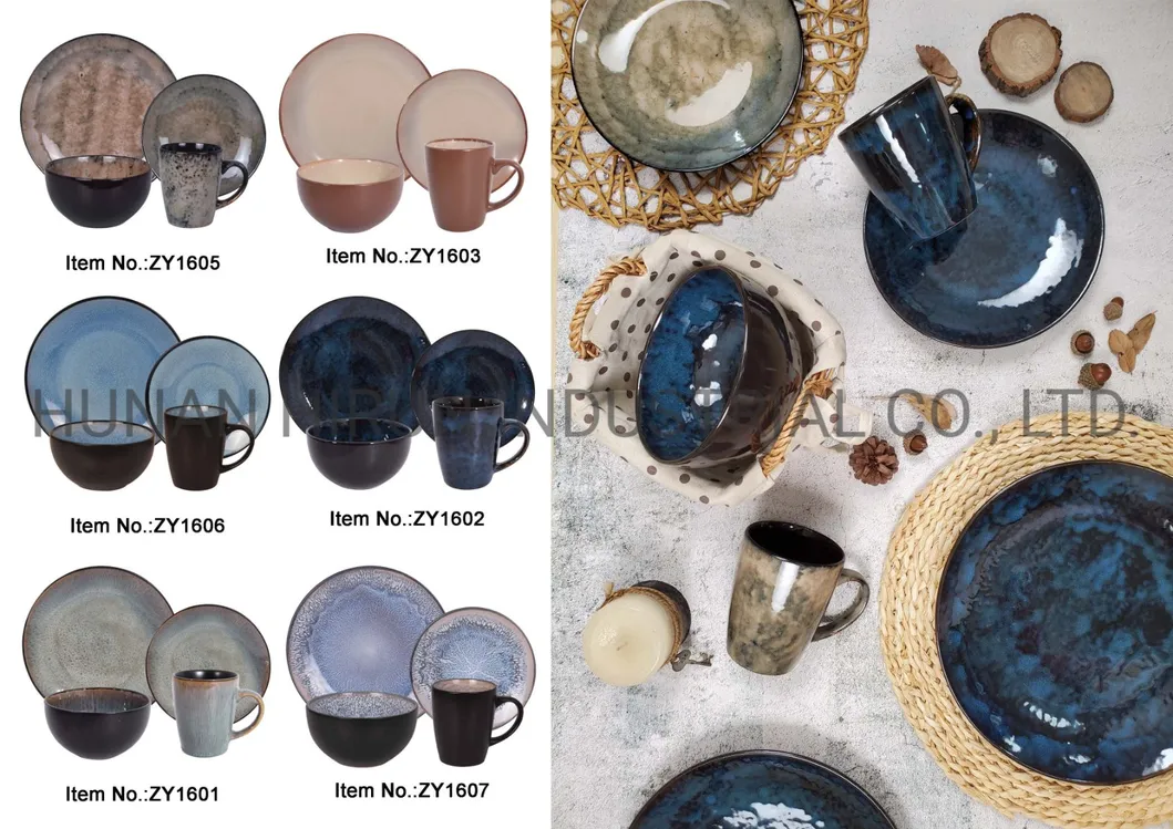 Microwave Safe Ceramic Dinner Set in Reactive Glaze