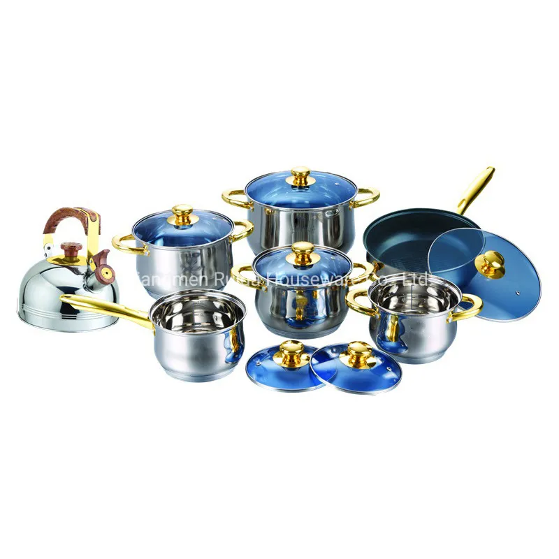 Multifunction Cookware 12PCS Stainless Steel Cooking Pot with Steam Rack and Steamer