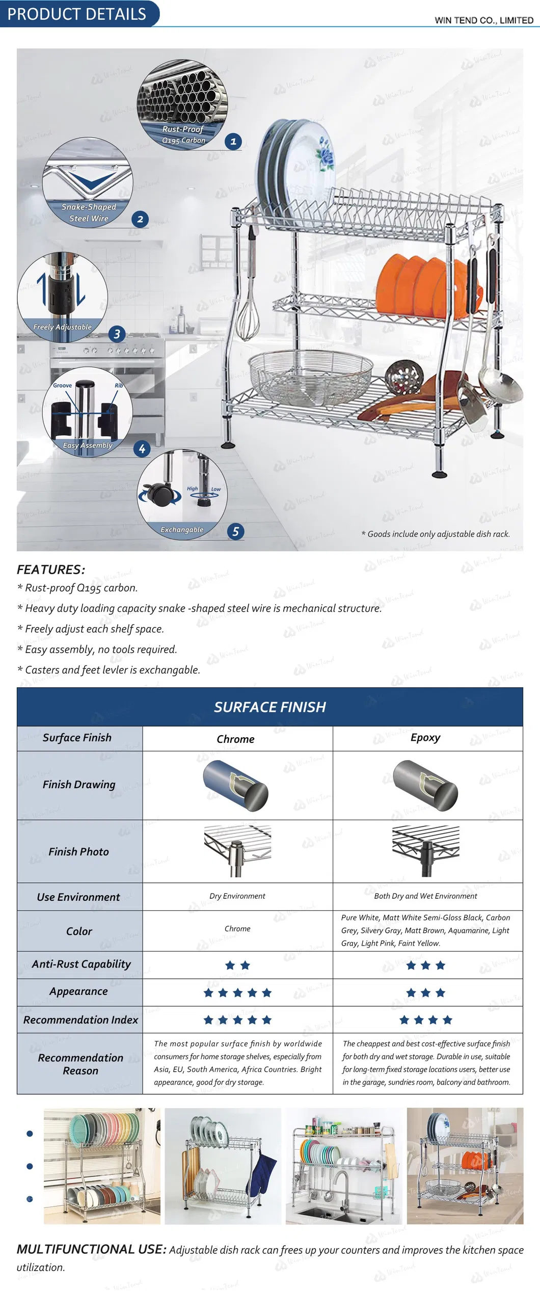 New Arrivals Adjustable Dishes Rack Storage Cover for Kitchen