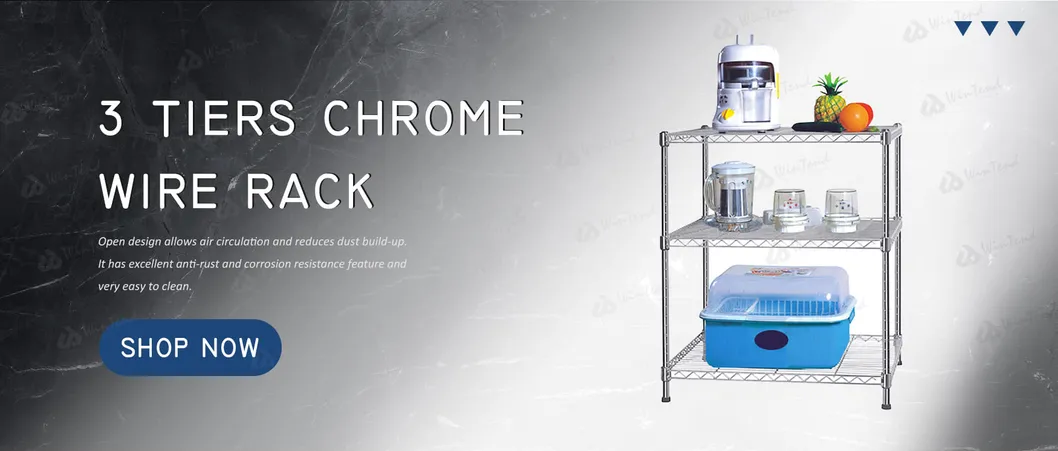New Arrivals Chrome 3 Tier Wire Shelves for Hotel and Restaurant
