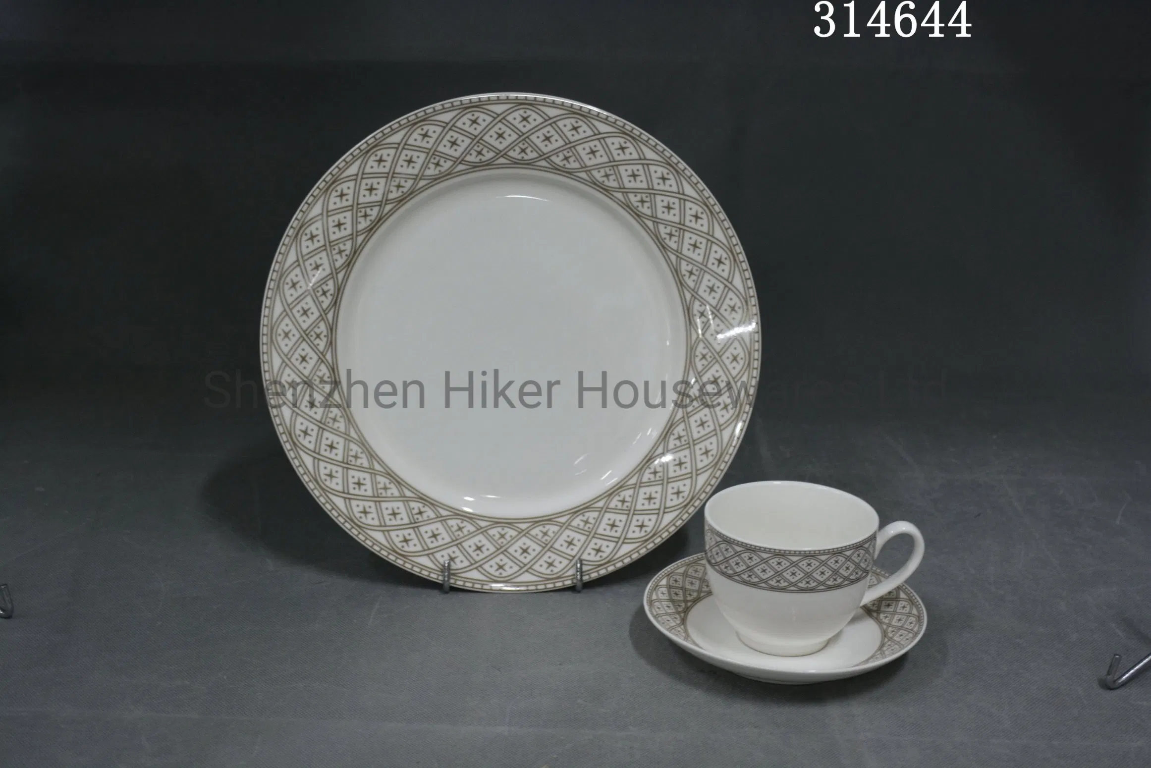 New Bone China Rim Shape Dinner Plate and 250cc Footed Cup and Saucer