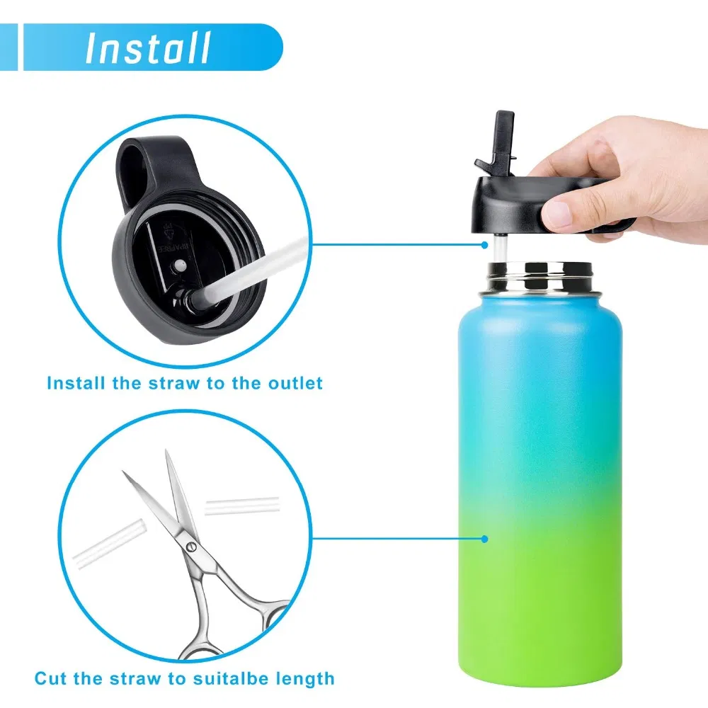 New Double Wall Straw Lid Replacement for Hydro Flask 21oz Modren Narrow Mouth Bottles.