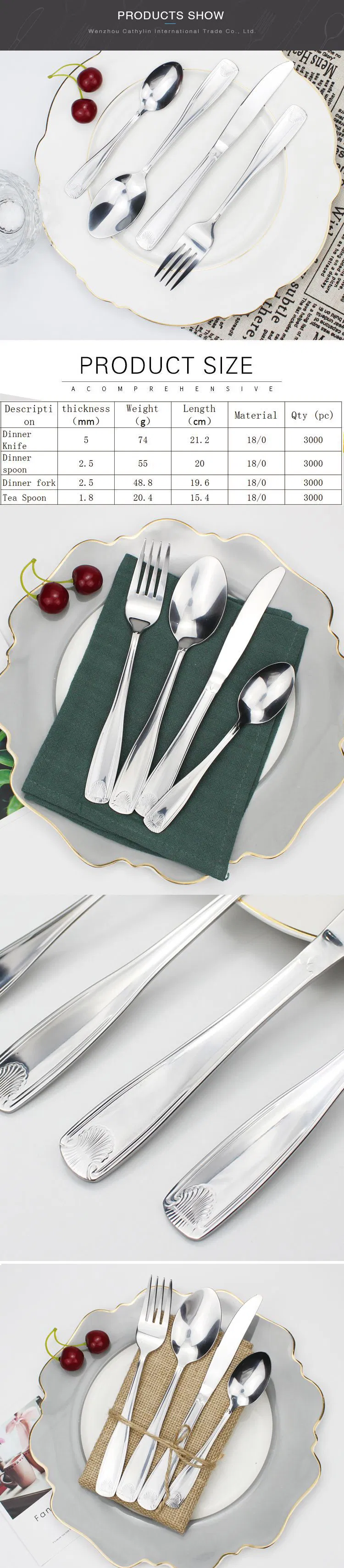 New European Style Hammered Family Hotel Eating Utensil Spoonfork Dinnerware Cutlery Set of Stainless Steel