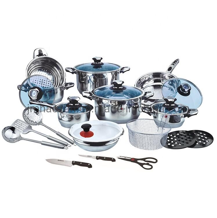 New Style 16 PCS Double Handle Cookware Set Surgical Stainless Steel Happy Baron Cookware Set