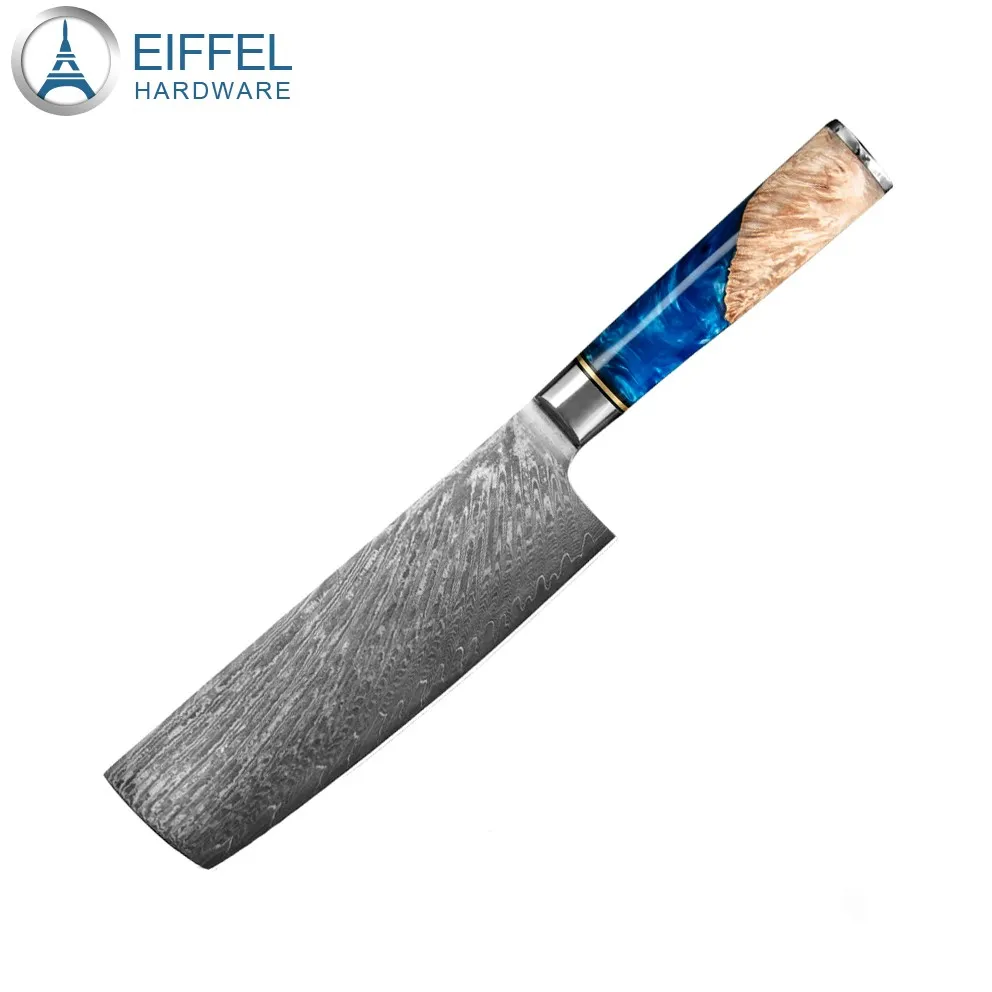 OEM 67 Layer Vg10 Damascus Steel Kitchen Knife Set Damascus Knife Set with Wood&Resin Integrated Handle