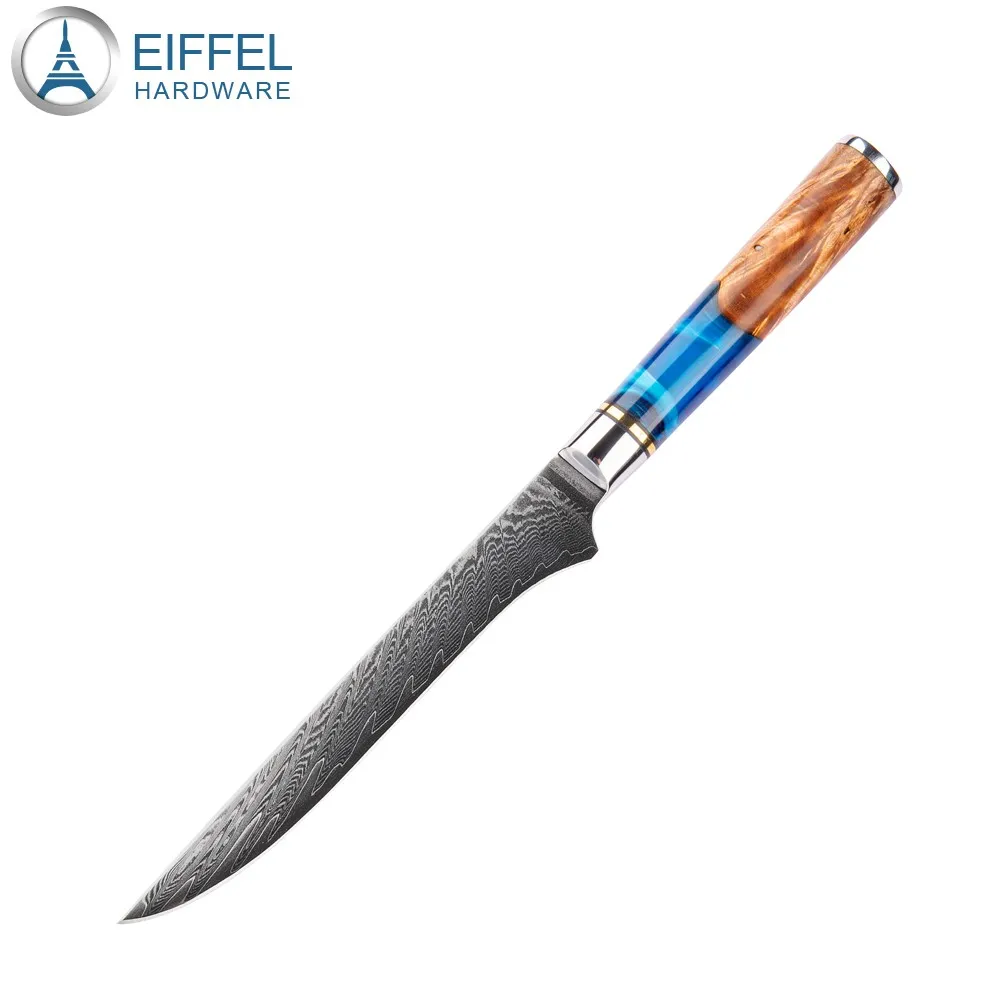 OEM 67 Layer Vg10 Damascus Steel Kitchen Knife Set Damascus Knife Set with Wood&Resin Integrated Handle