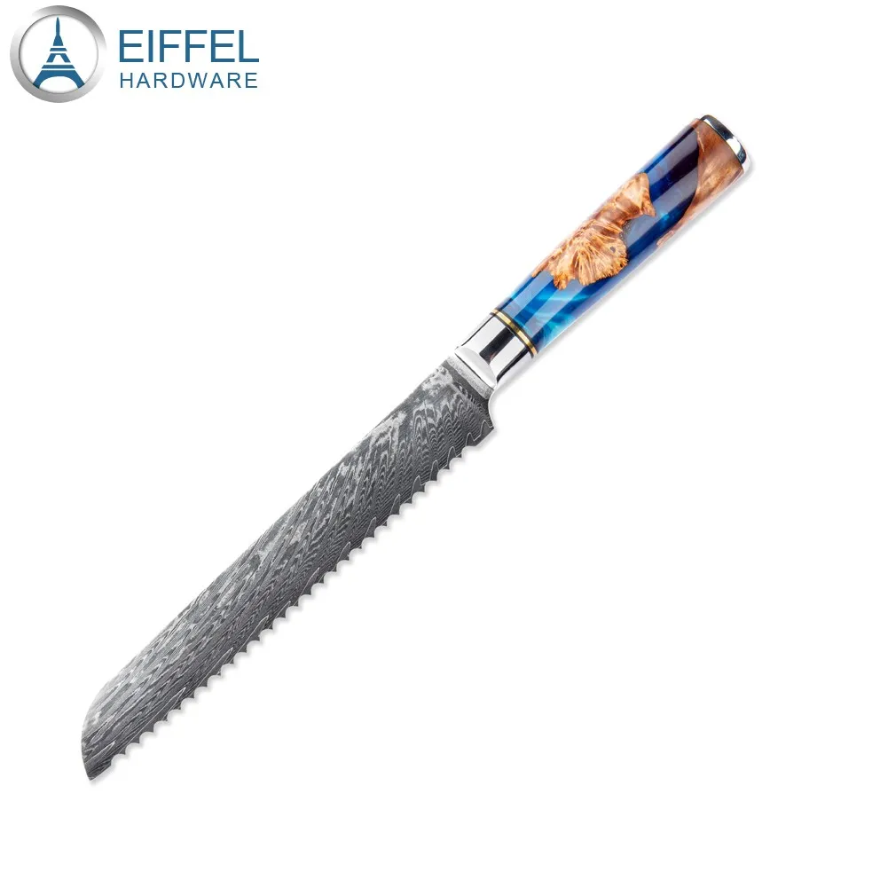 OEM 67 Layer Vg10 Damascus Steel Kitchen Knife Set Damascus Knife Set with Wood&Resin Integrated Handle