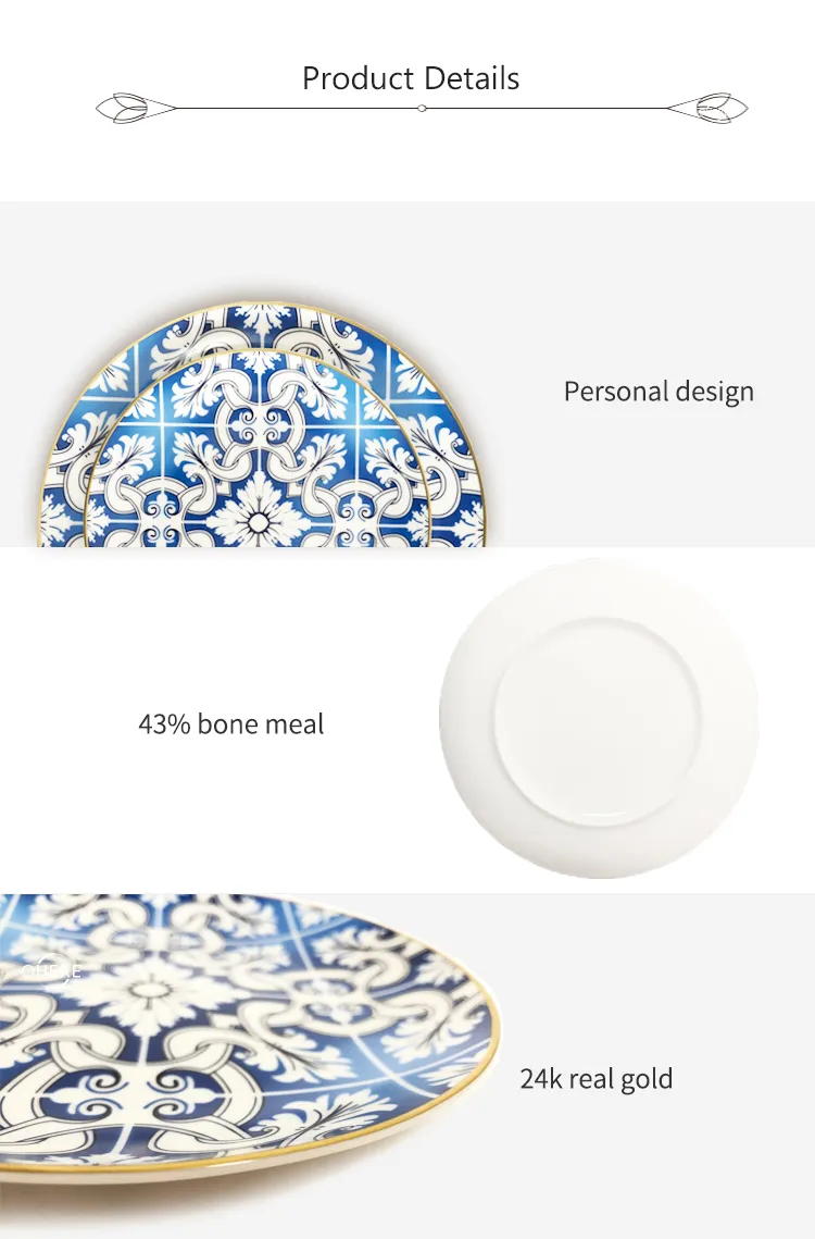 Ohere Ceramic Tableware Porcelain Plate 10.5-Inch Round Dinner Plate